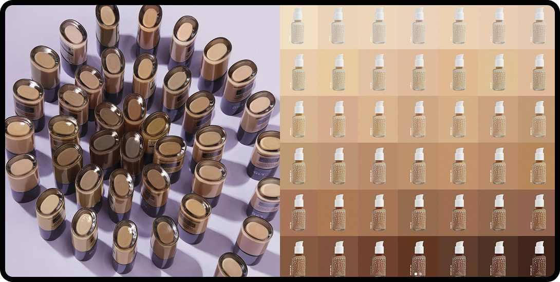 Fenty Beauty products with shade range image display