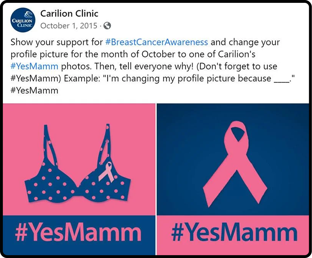 Breast cancer awareness images with #YesMamm