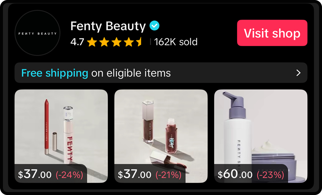 Image of Fenty Beauty line on TikTok Shop