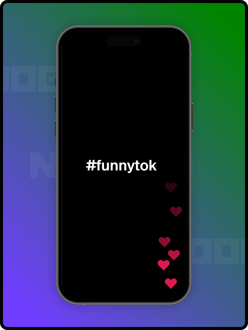 Phone mockup with #funnytok written on it.