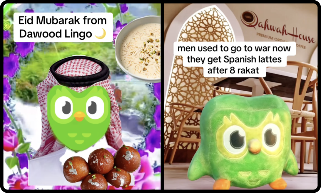 Duolingo's TikToks about Eid, an example of a cultural brand partnership.