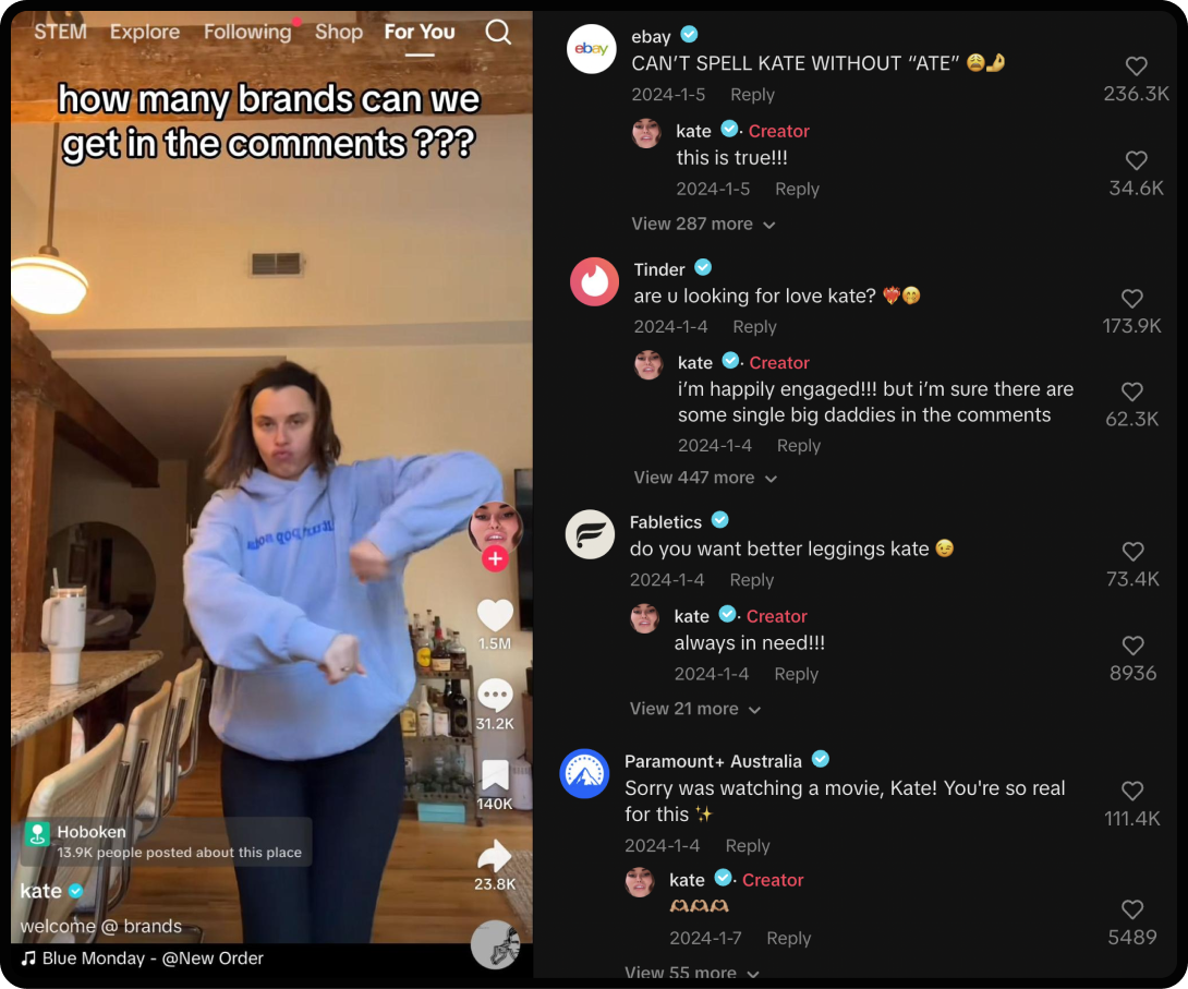 Collection of comments on a viral tiktok post