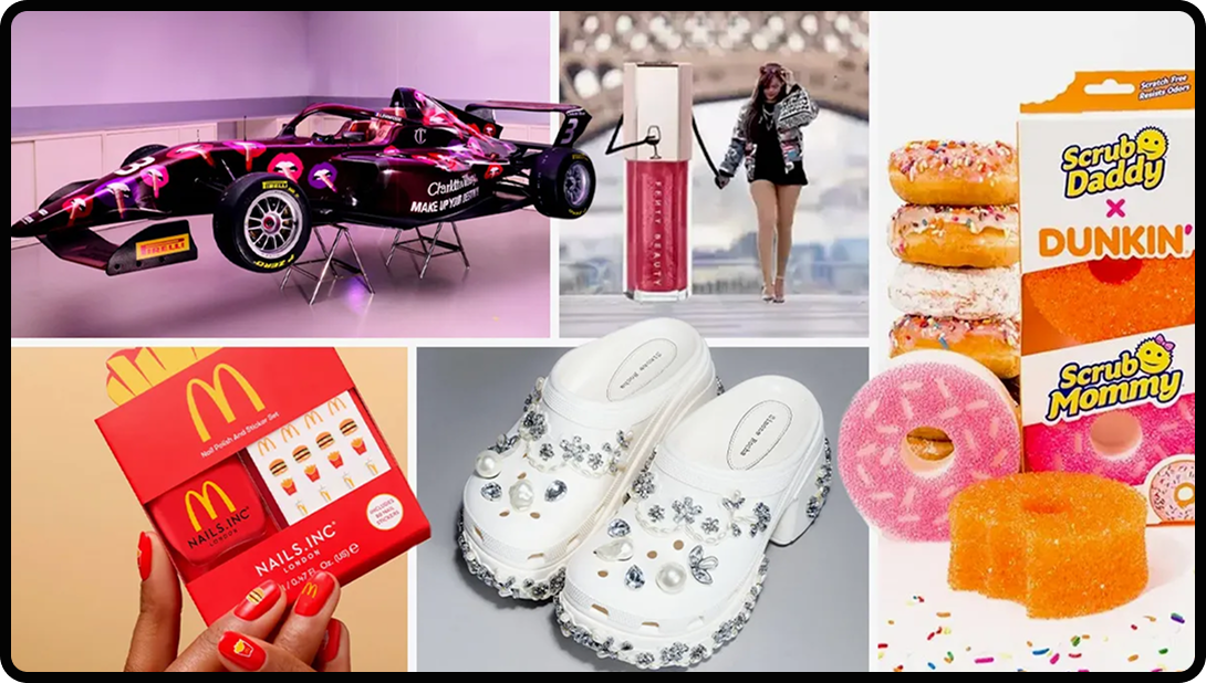 Collage showcasing examples of brand collaborations.