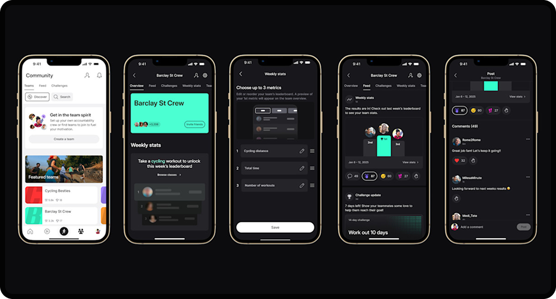 Screenshot of Peloton's private member groups.