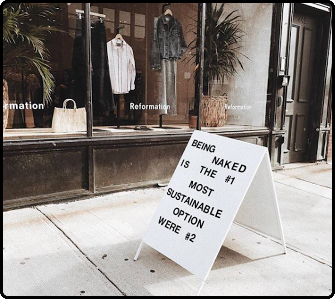Marquee sign outside of a Reformation storefront.