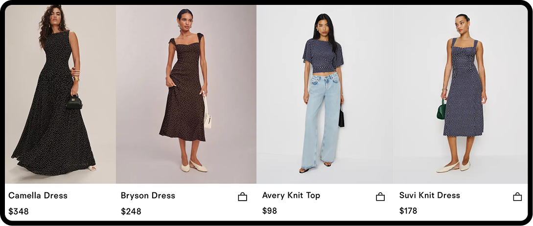 Examples of Reformation pieces on the website.