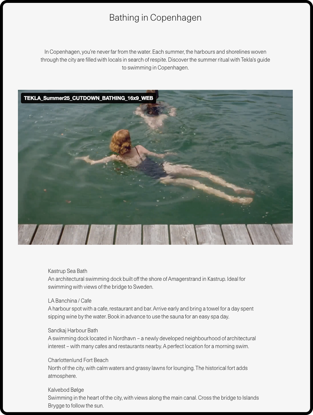 Tekla's article about experiencing the city, an example of content curation.
