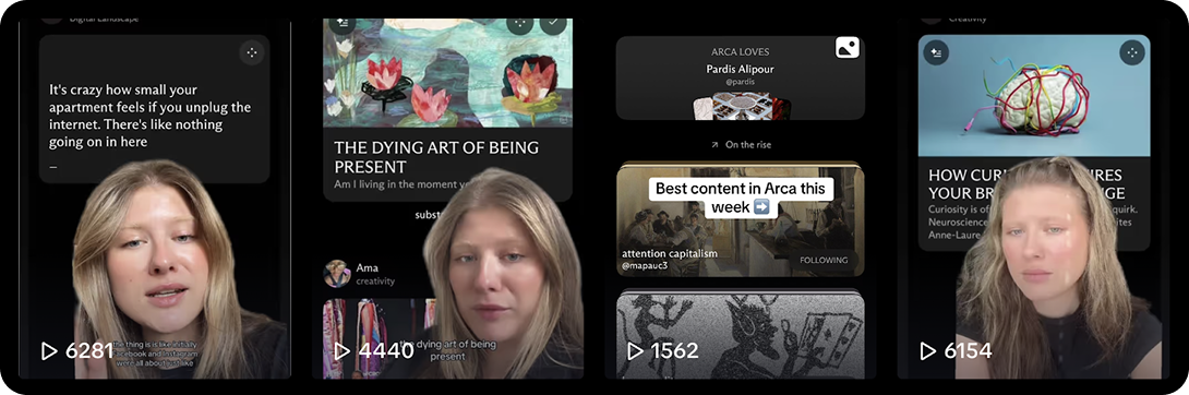 Videos on ARCA's TikTok, breaking down news into digestible bites.