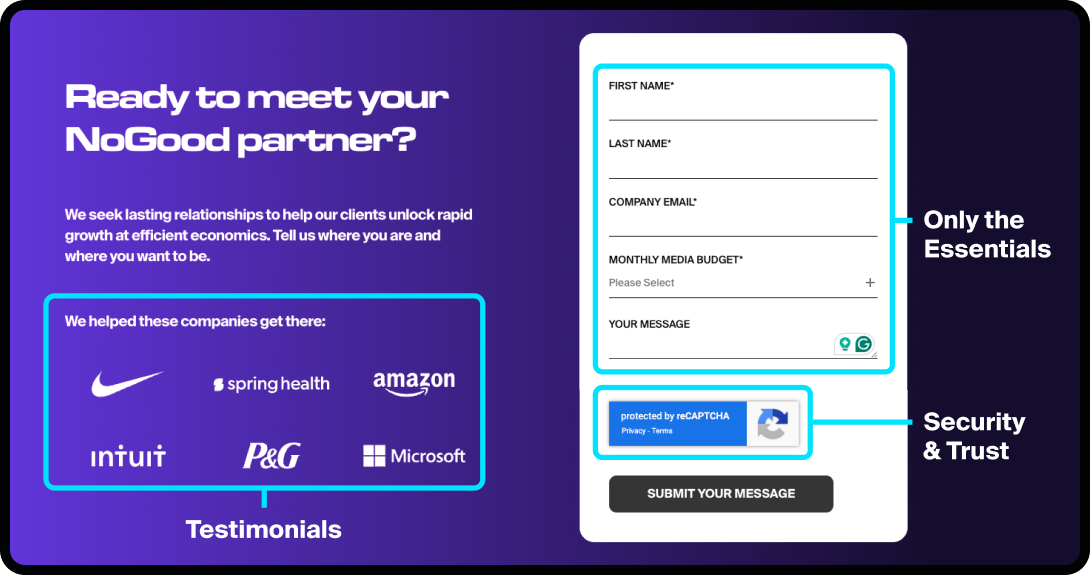 Example of a well-designed contact form on a website.