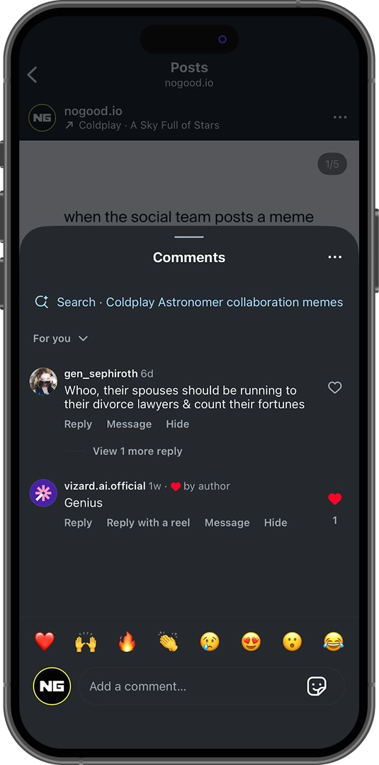 Instagram UI showing search suggestions.