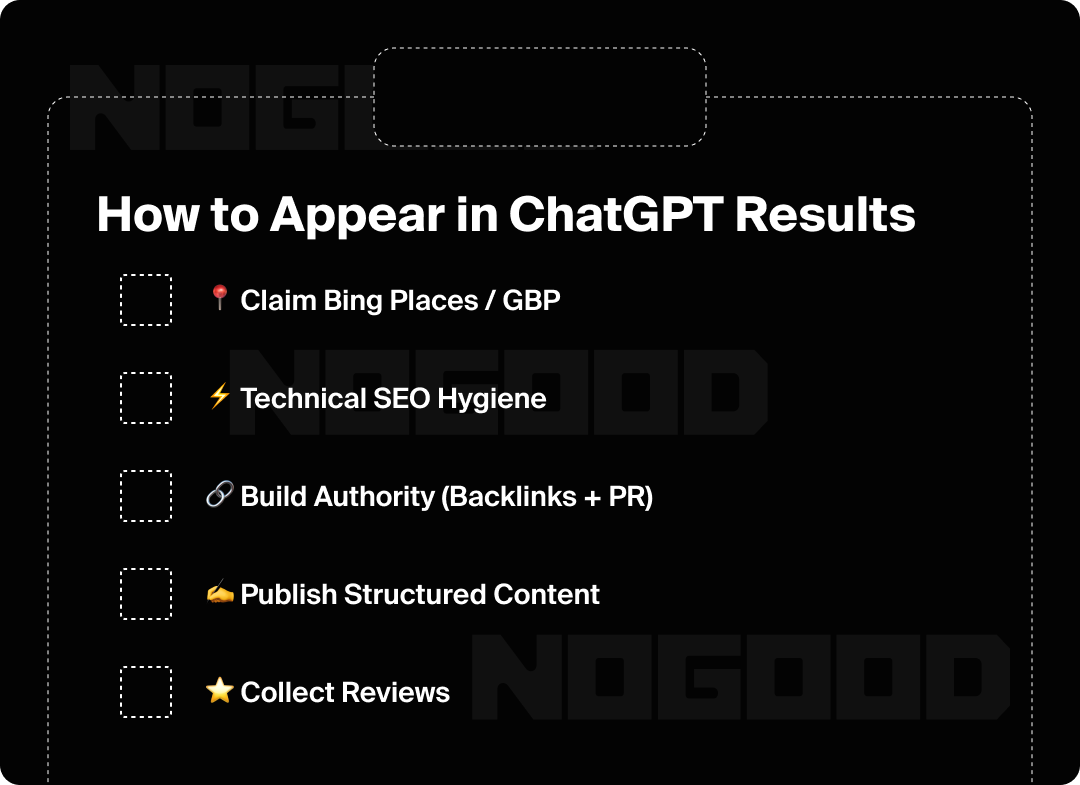 Checklist for how to appear in ChatGPT results.