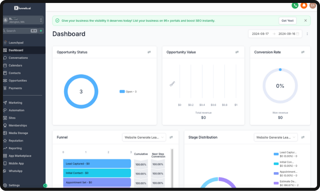 XFunnel dashboard, one of the leading GEO tools.