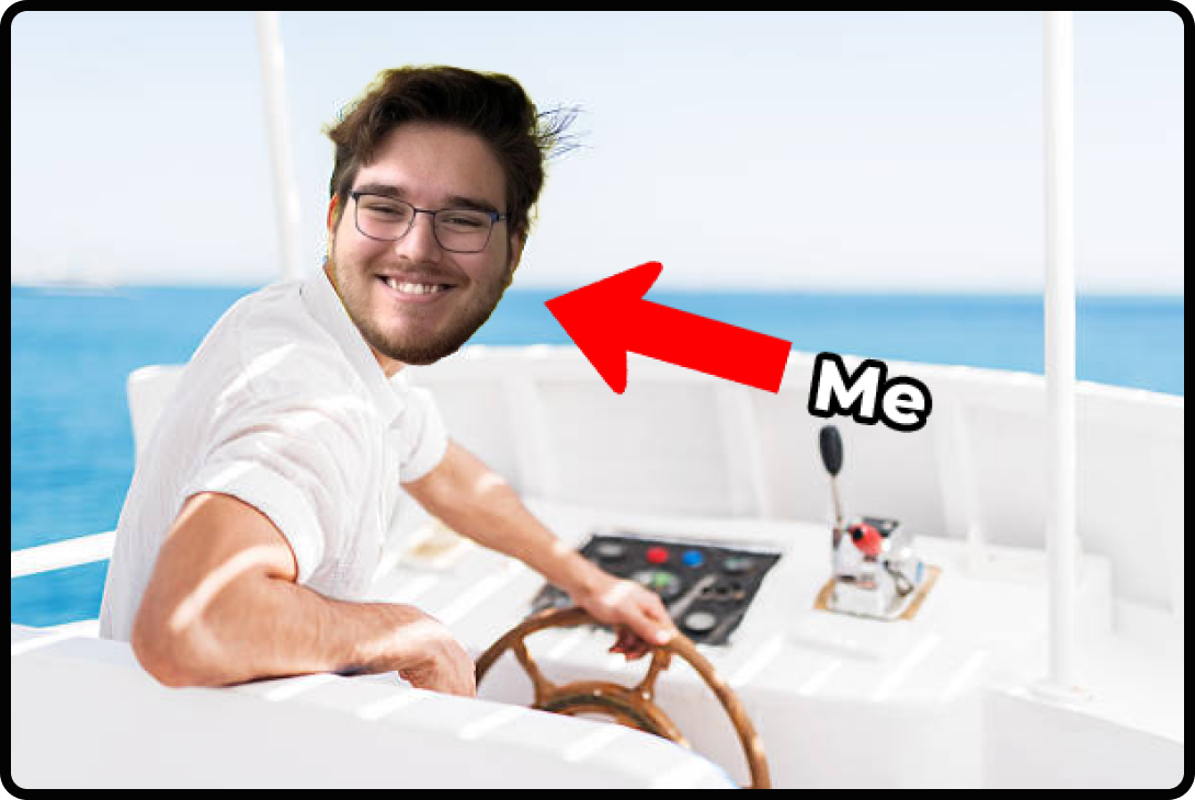 Quinn, Content Creator at NoGood driving a boat.