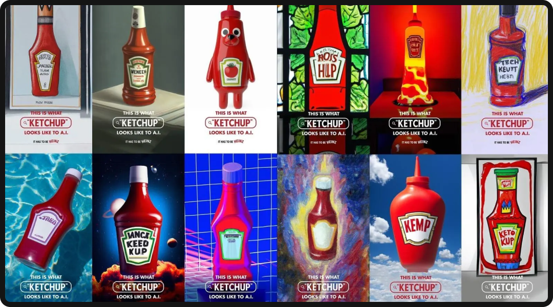 Heinz generative AI campaign called "draw ketchup".