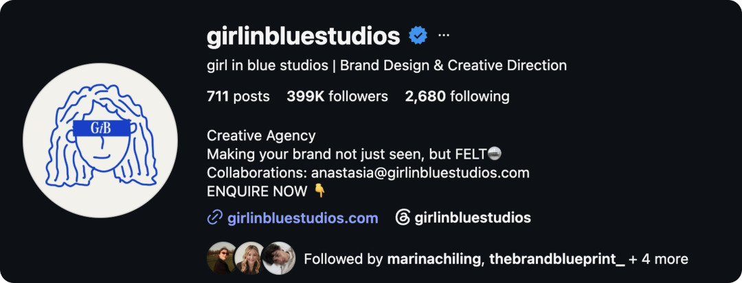 Girl in Blue Studios - Top 15 Marketing Instagram Accounts to Follow