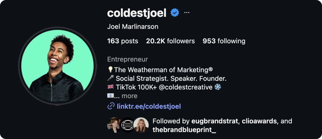 Joel Marlinarson - Top 15 Marketing Instagram Accounts to Follow
