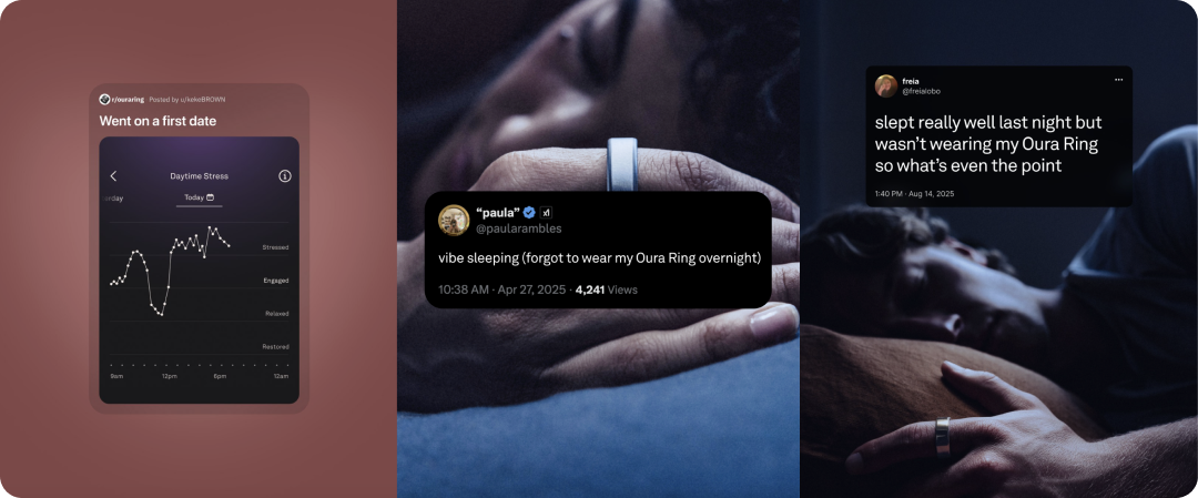 Three examples of Oura tapping into cultural relevance with their Instagram posts.
