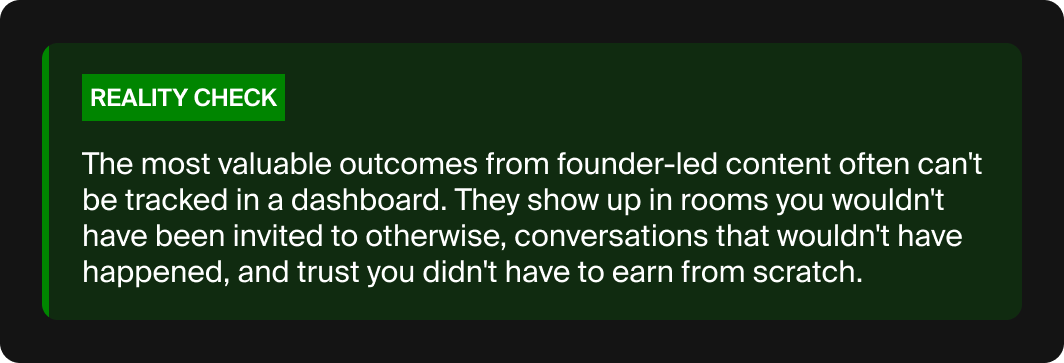 Callout bubble summarizing the importance of founder-led content marketing.