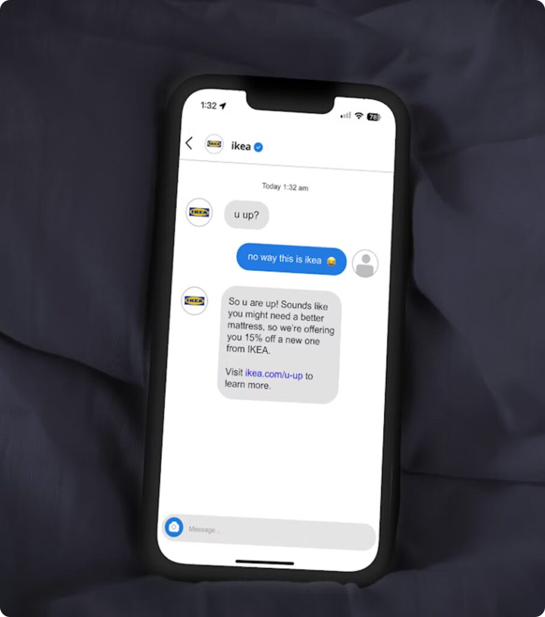 IKEA DM campaign, where the company offered to send customers who were moving a mattress.