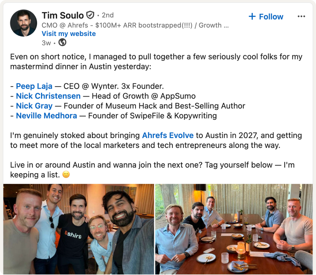 Tim Soulo, CMO of Ahrefs, one of the top AEO/GEO experts to follow.