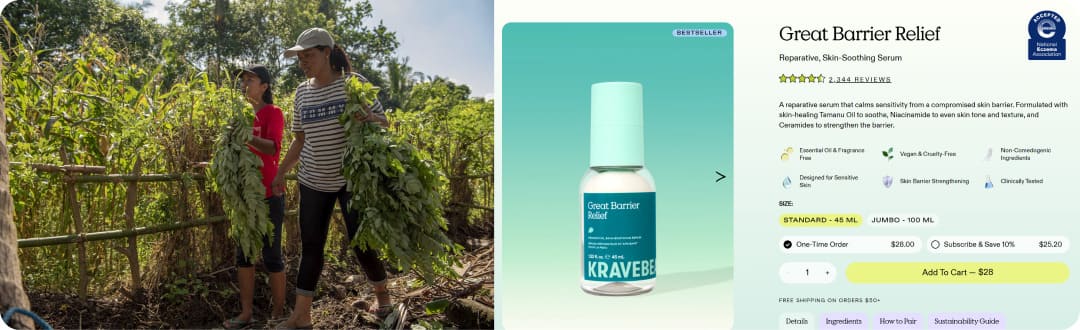 Women's Earth Alliance tamanu farming community in Indonesia and KraveBeauty Great Barrier Relief product