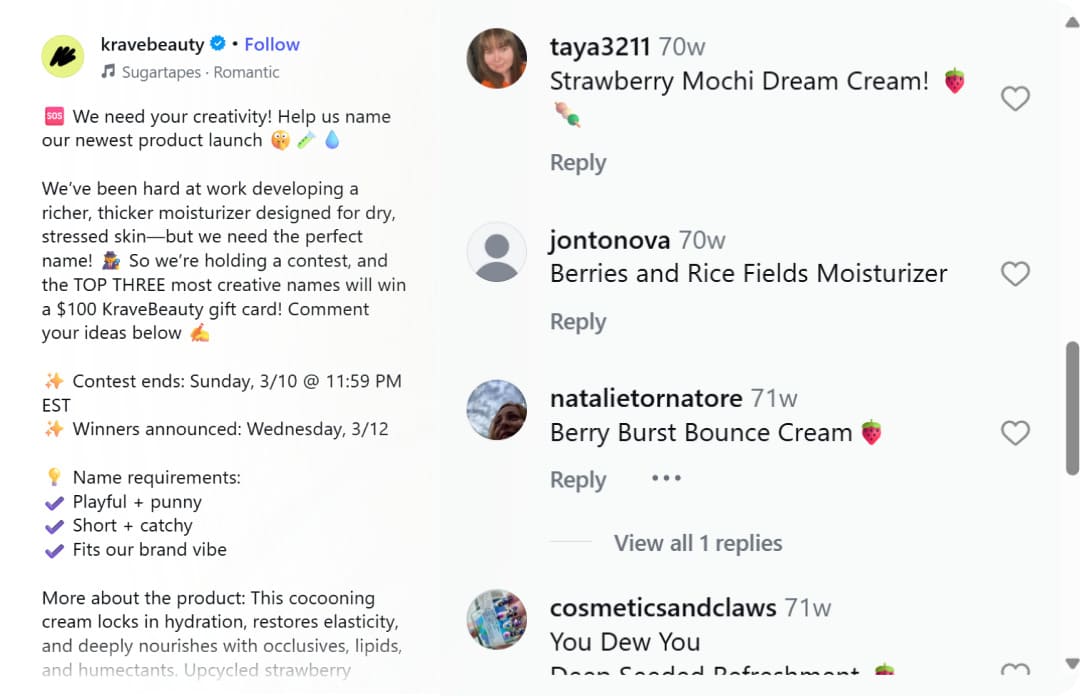 KraveBeauty product naming contest