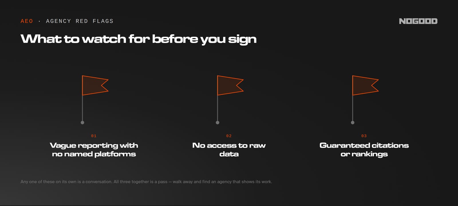 AEO Agency Red Flags